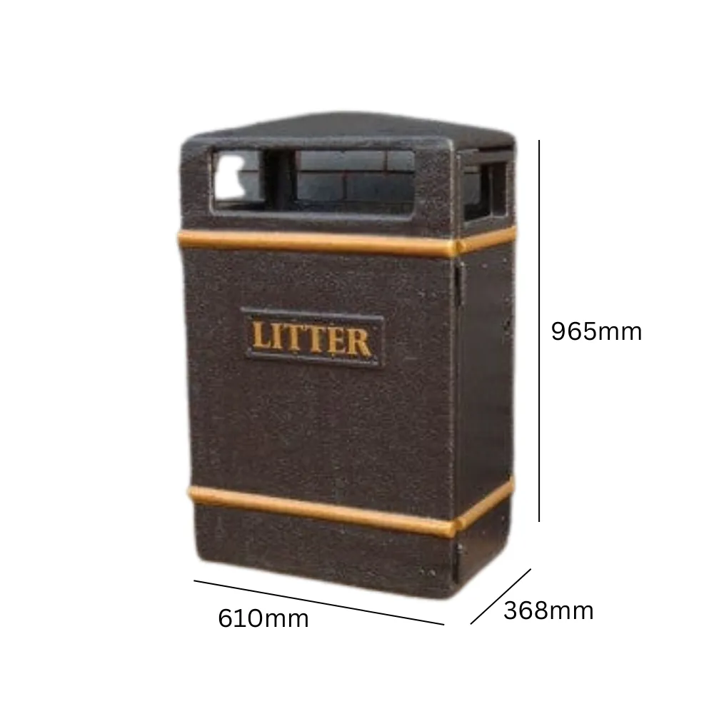 Glass Fibre Slim Outdoor Litter Bin - 98 Litre