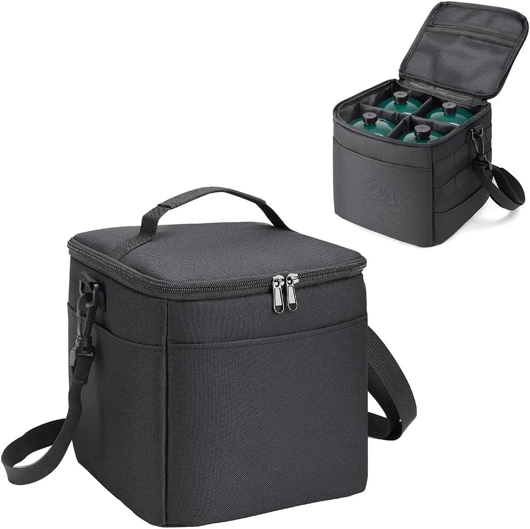 Heavy-Duty Water-Resistant 1 lb Propane Tank Carry Bag with Padding | 4 Cylinder Camping Gas Cylinder Storage Bag with Adjustable Strap, 3-Side Pockets & Detachable Dividers