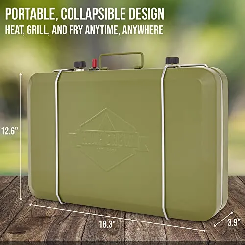 Hike Crew Gas Camping Stove | 20,000 BTU Portable Propane 2 Burner