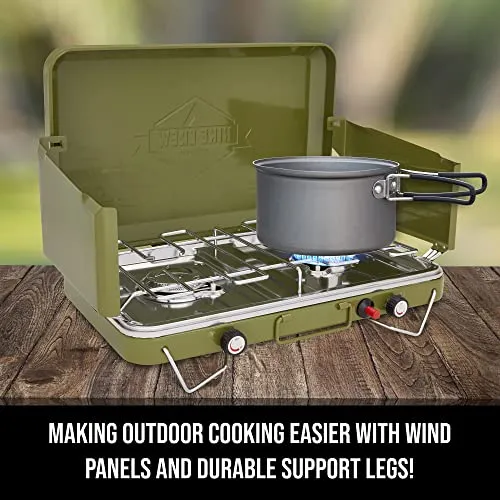Hike Crew Gas Camping Stove | 20,000 BTU Portable Propane 2 Burner