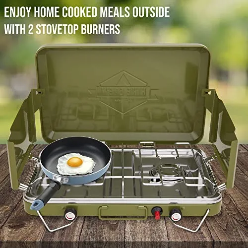 Hike Crew Gas Camping Stove | 20,000 BTU Portable Propane 2 Burner