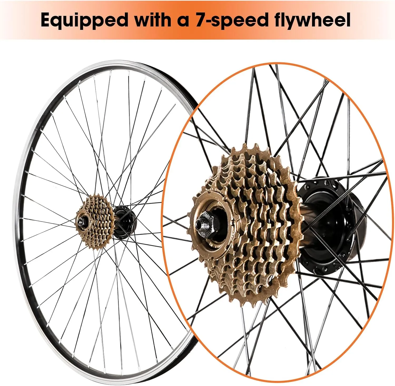 Hiland 26" 27.5" 29" x 1.75" Alloy Bike Rim for 1.75 to 2.215 Inch Tire, Front & Back MTB Wheelset for Dis Brake with 7 Speed Freewheel, Bolt On Axle, Bicycle Accessories for Adult Bikes