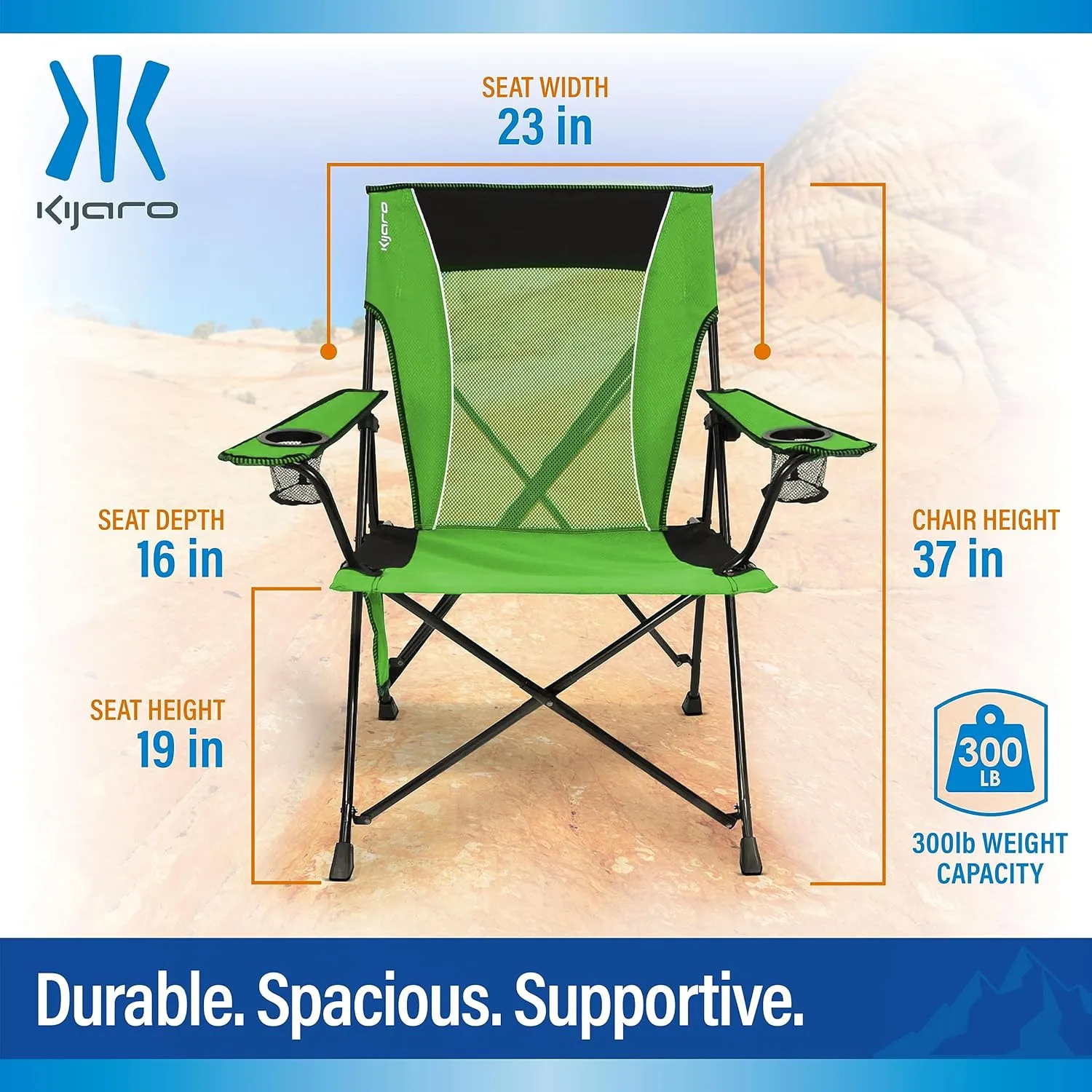 Kijaro Dual Lock Portable Camping Chairs - Enjoy the Outdoors with a Versatile Folding Chair, Sports Chair, Outdoor Chair & Lawn Chair - Dual Lock Feature Locks Position  Ireland Green