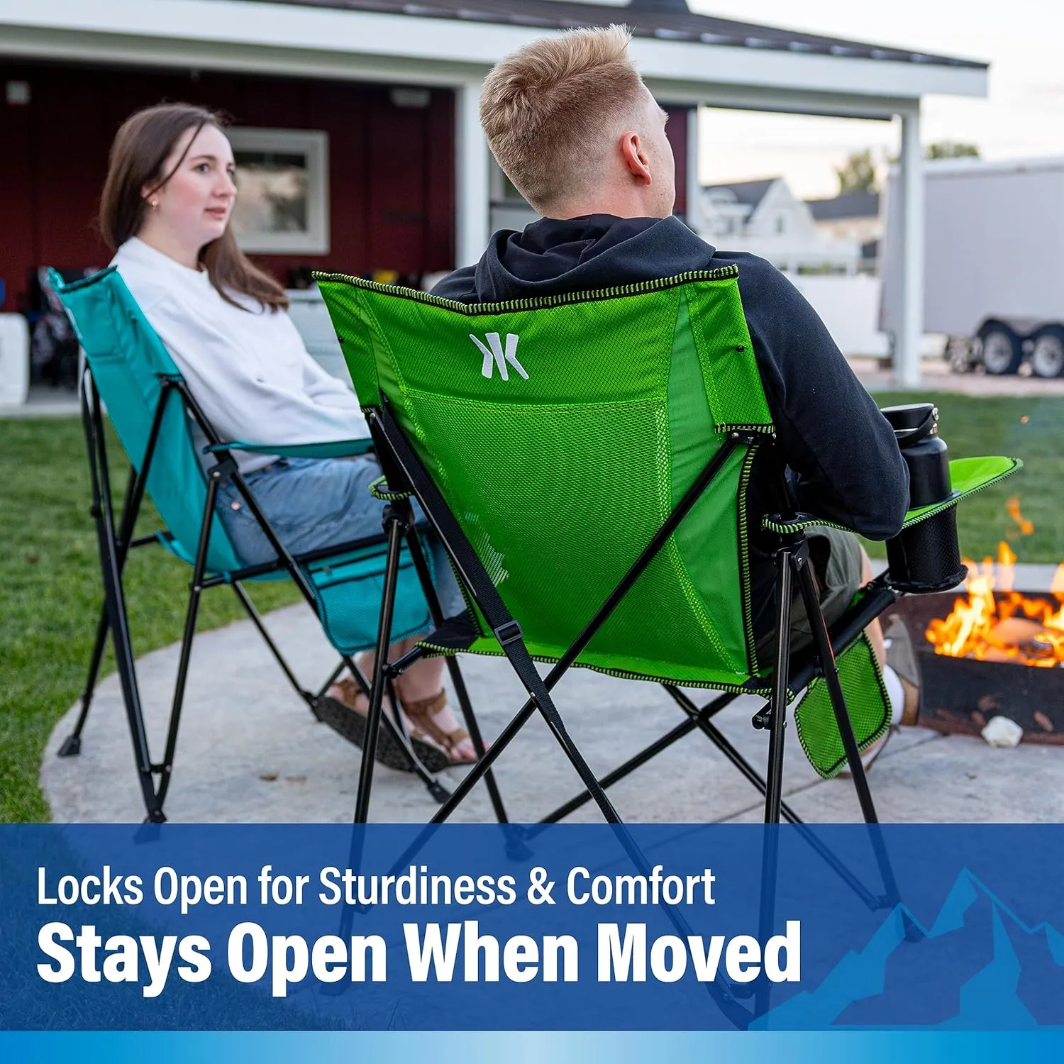 Kijaro Dual Lock Portable Camping Chairs - Enjoy the Outdoors with a Versatile Folding Chair, Sports Chair, Outdoor Chair & Lawn Chair - Dual Lock Feature Locks Position  Ireland Green