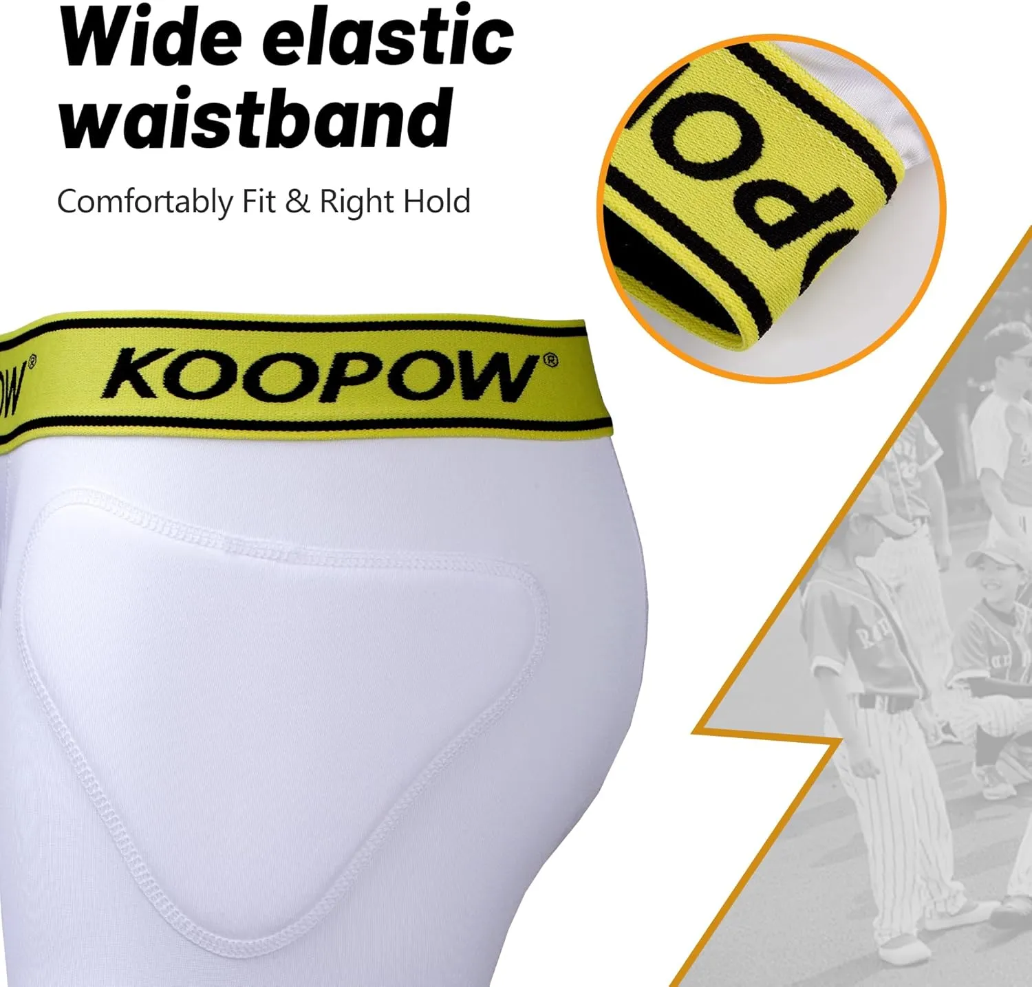 KOOPOW Youth Sliding Shorts Boys Padded Slider Shorts Sliding Pads with Cup Pocket for Baseball, Football, Hockey, Lacrosse