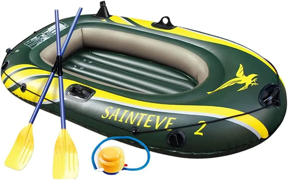 Large 2 Person Inflatable Boat, Foldable Inflatable Boat Set, Portable Thickened Floating Rafts, Wear-Resisting Kayak Rubber Boats Hovercraft Dinghies for Fishing Entertainment