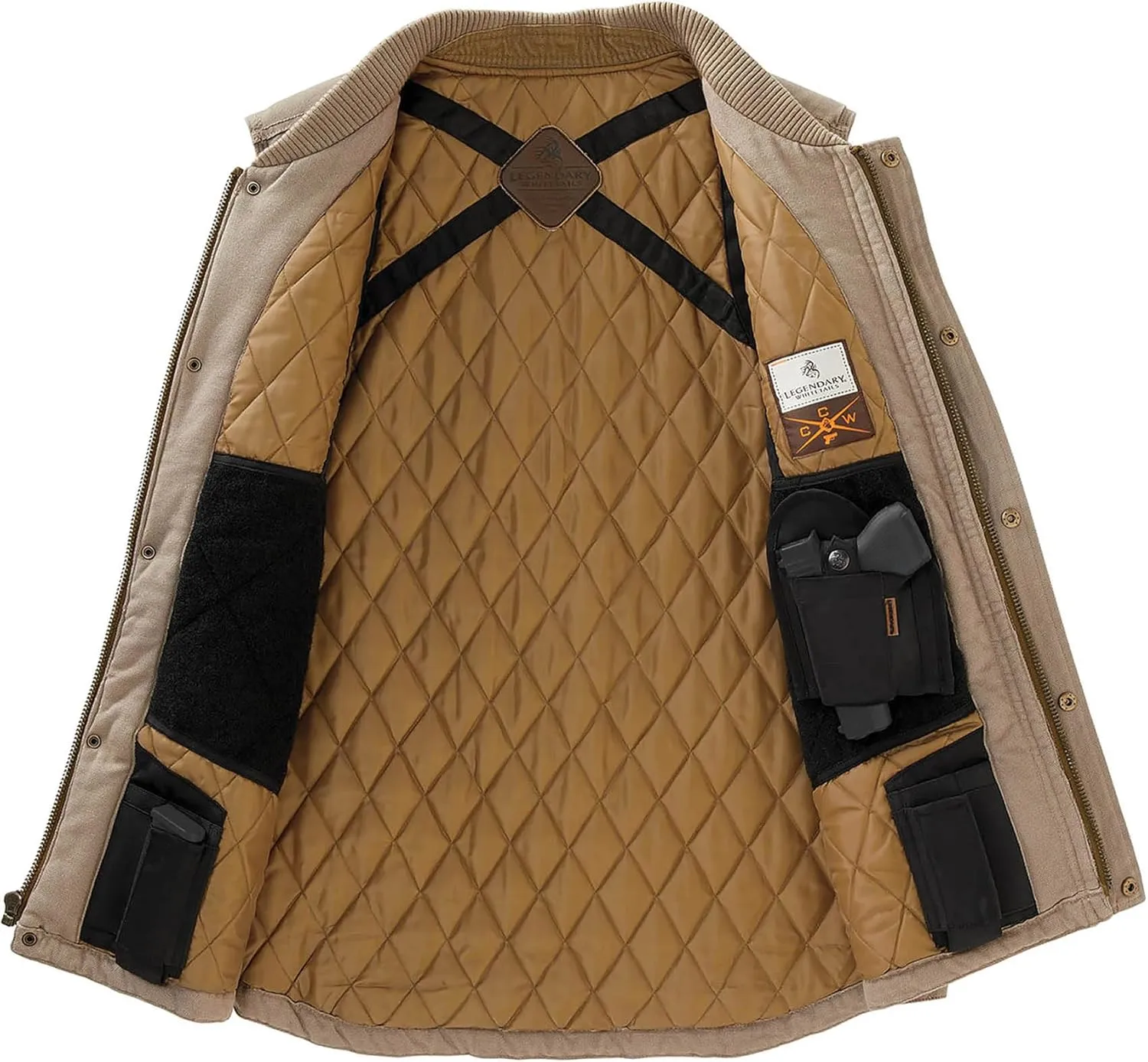 Legendary Whitetails Men's Concealed Carry Outerwear Vest for Men, Canvas Cross Trail Conceal CCW Holster, Hunting Insulated