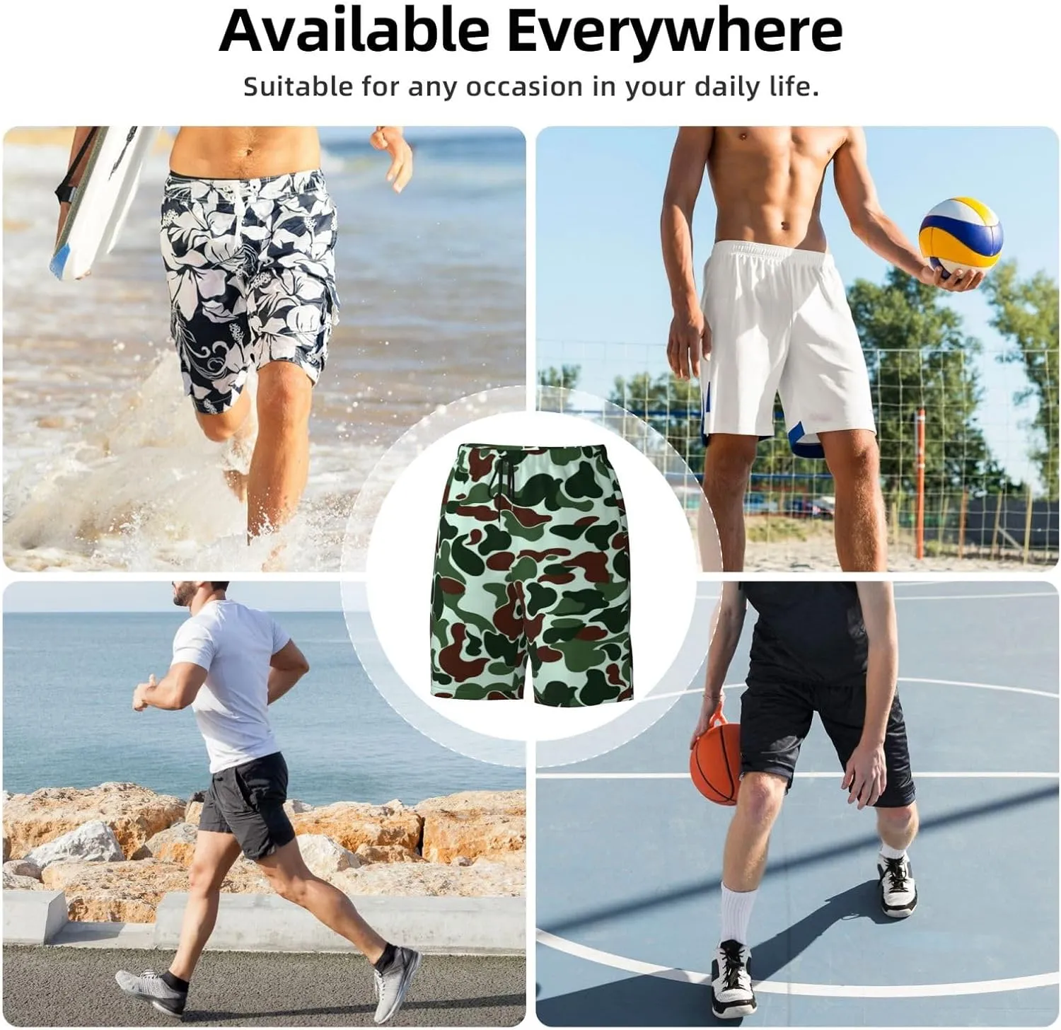 Mens Swim Trunks with Mesh Lining,Quick Dry Swimsuit Board Shorts Beach Pants Swimwear Bathing Suits