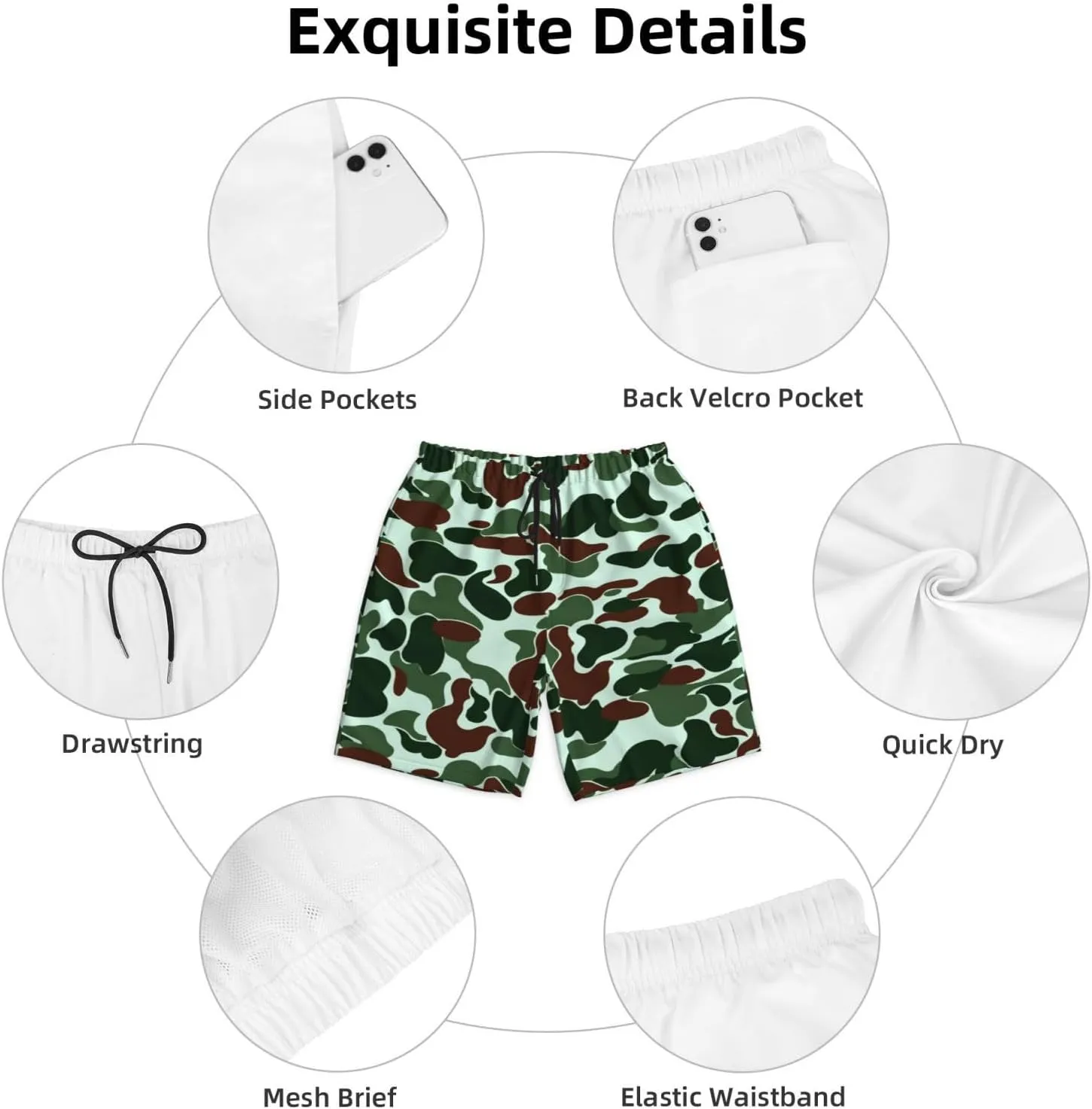 Mens Swim Trunks with Mesh Lining,Quick Dry Swimsuit Board Shorts Beach Pants Swimwear Bathing Suits