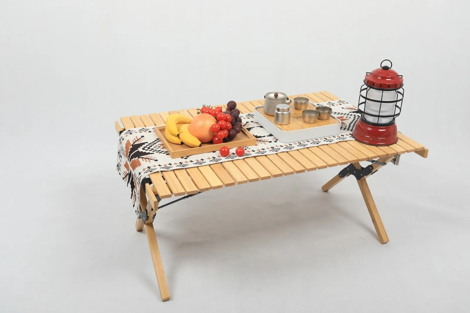 NNEDSZ 2 Chairs & 1 Table Set Bamboo Camping Folding Portable Outdoor Picnic Travel BBQ