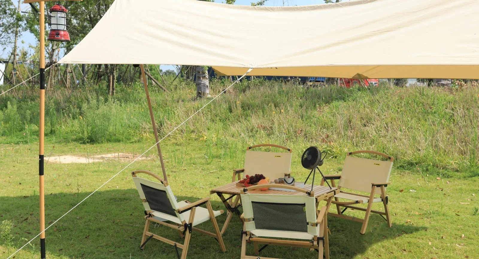 NNEDSZ 2 Chairs & 1 Table Set Bamboo Camping Folding Portable Outdoor Picnic Travel BBQ