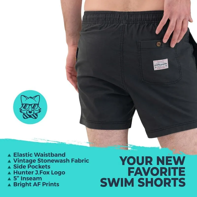 Party Pants USA Mens Swim Trunks, Characters, Stretch Swimming Board Shorts, 5.5 Inseam
