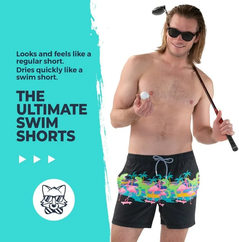 Party Pants USA Mens Swim Trunks, Characters, Stretch Swimming Board Shorts, 5.5 Inseam