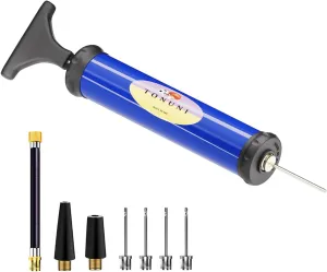 Portable Ball Pump with Needle for All Exercise Balls - Football Pump Basketball Pump Balloon Pump Air Pump Hand Pump Inflator Kit with 4 Inflating Needles 2 Nozzle 1 Flexible Hose