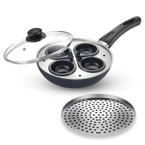 prestige omega deluxe granite multi-pan cookware 20cm with egg poacher, steamer and glass lid