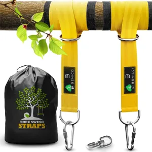 Safe Tree Swing Hanging Kit (Set of 2) - 20ft Long Straps with Two Alloy Carabiners and 2000 Lb Breaking Strength - Easy & Fast Installation for All Types of Swings and Children