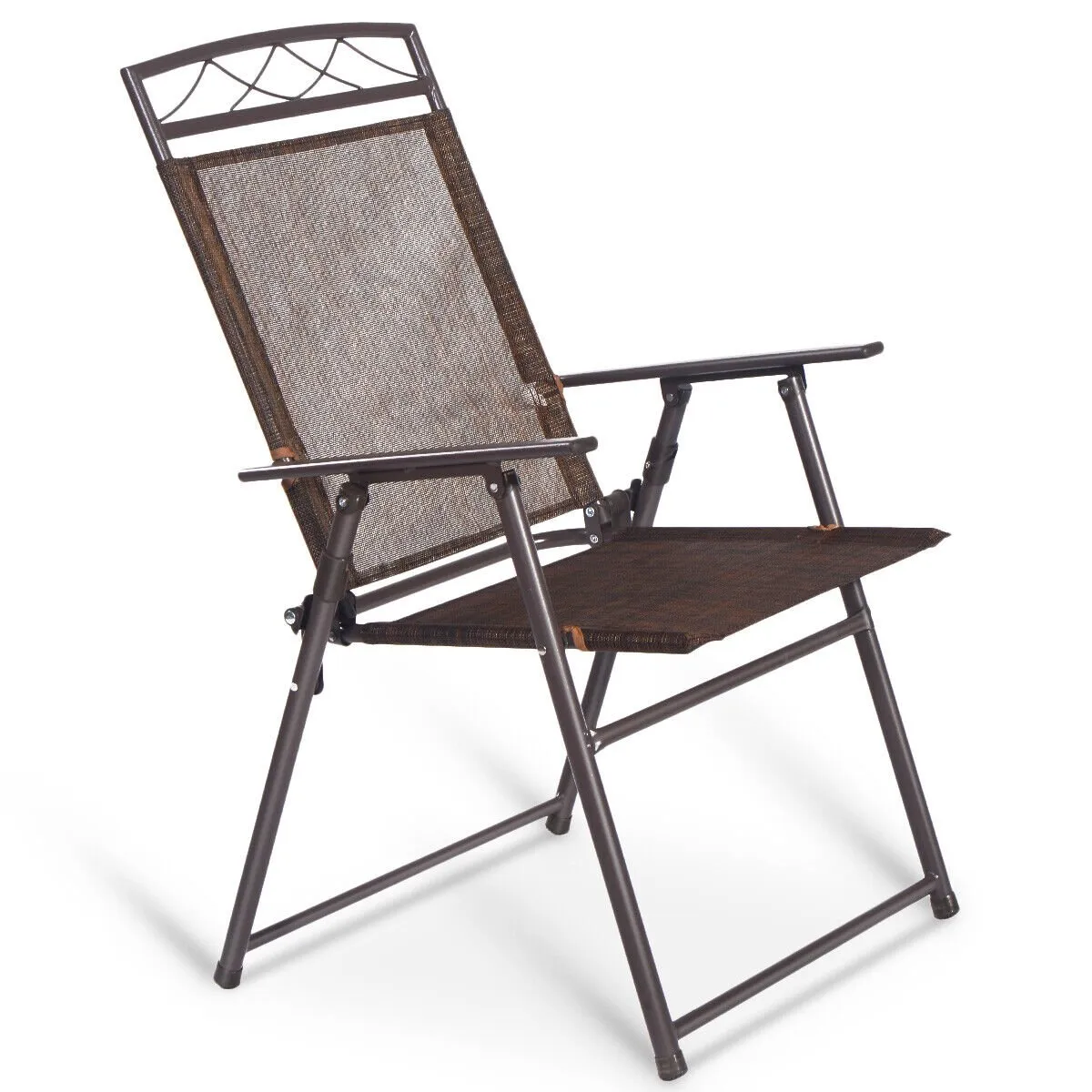 Set of 4 Portable Folding Garden Chairs with Armrests for Outdoor Camping