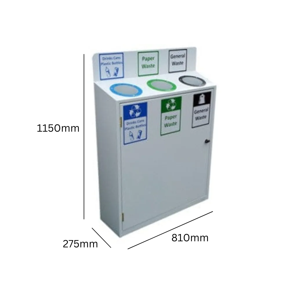 Slimline 3 Bay Recycle Station - 3 x 50 Litre Compartments