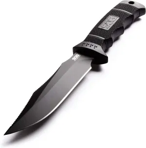 SOG Fixed Blade Knives with Sheath - SEAL Pup Elite Survival Knife, Hunting Knife w/ 4.85 Inch AUS-8 Bowie Knife Blade for a Tactical Knife (E37SN-CP)