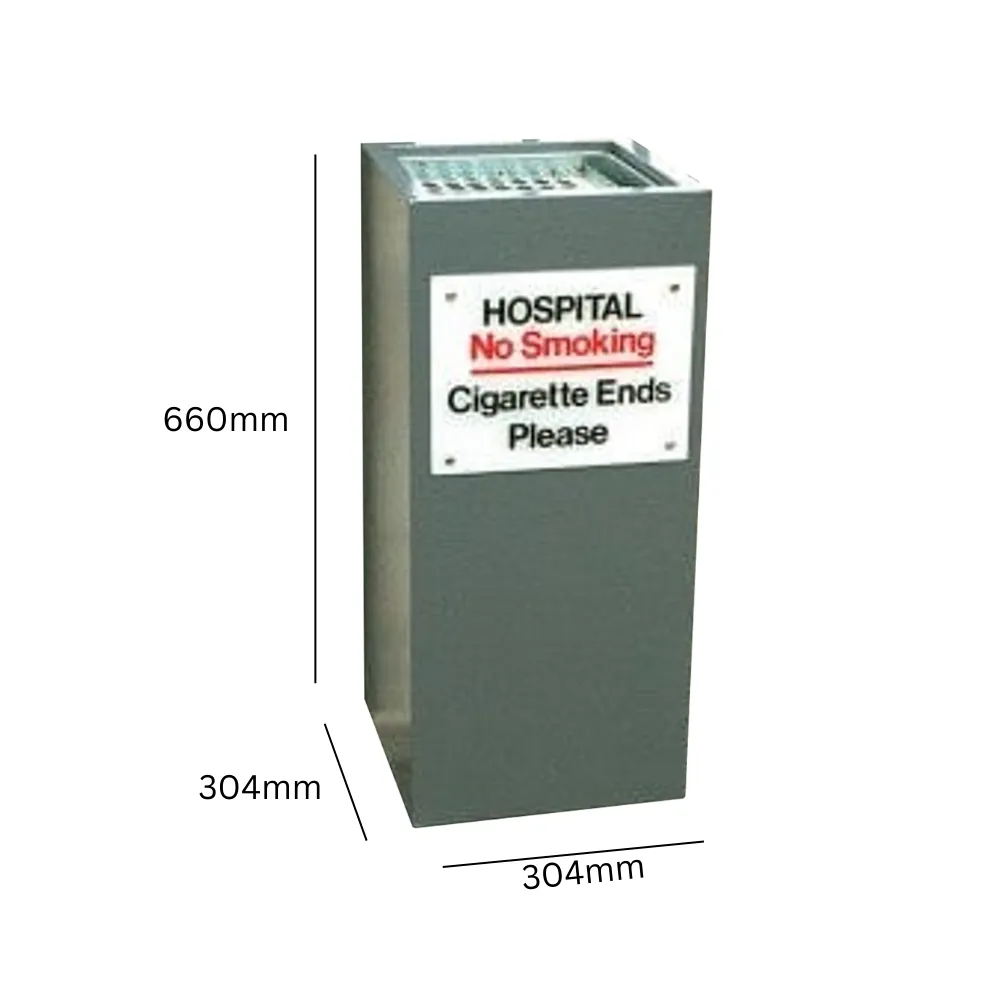 Square Metal Cigarette End Bin - 56 Litre