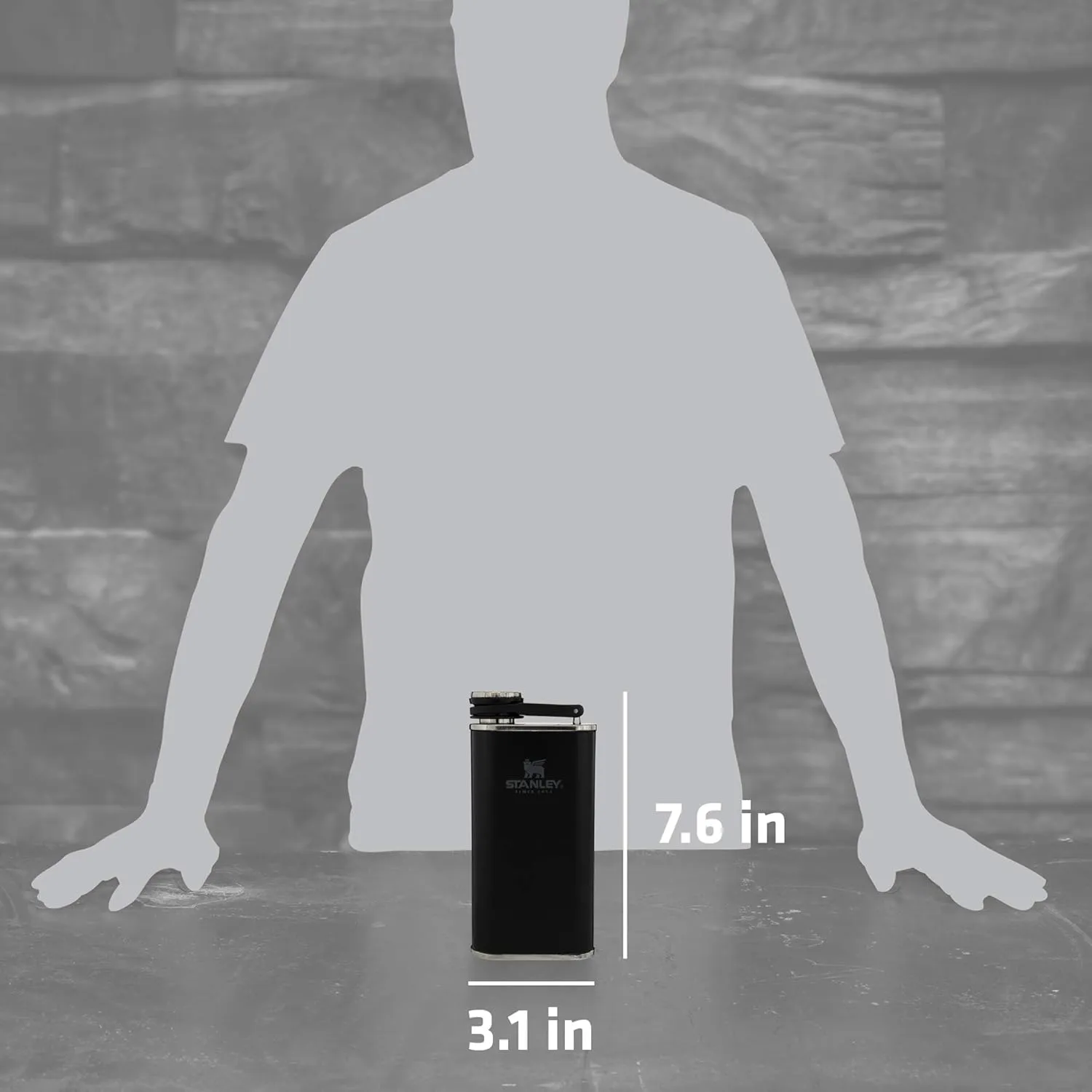 Stanley Classic Easy Fill Wide Mouth Flask 8 oz | Leakproof Hip Flask | Hinge Connected Never Lose Cap | Insulated Stainless Steel Liquor Container | BPA-Free | Matte Black