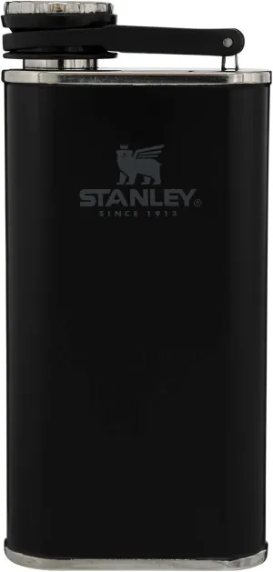 Stanley Classic Easy Fill Wide Mouth Flask 8 oz | Leakproof Hip Flask | Hinge Connected Never Lose Cap | Insulated Stainless Steel Liquor Container | BPA-Free | Matte Black