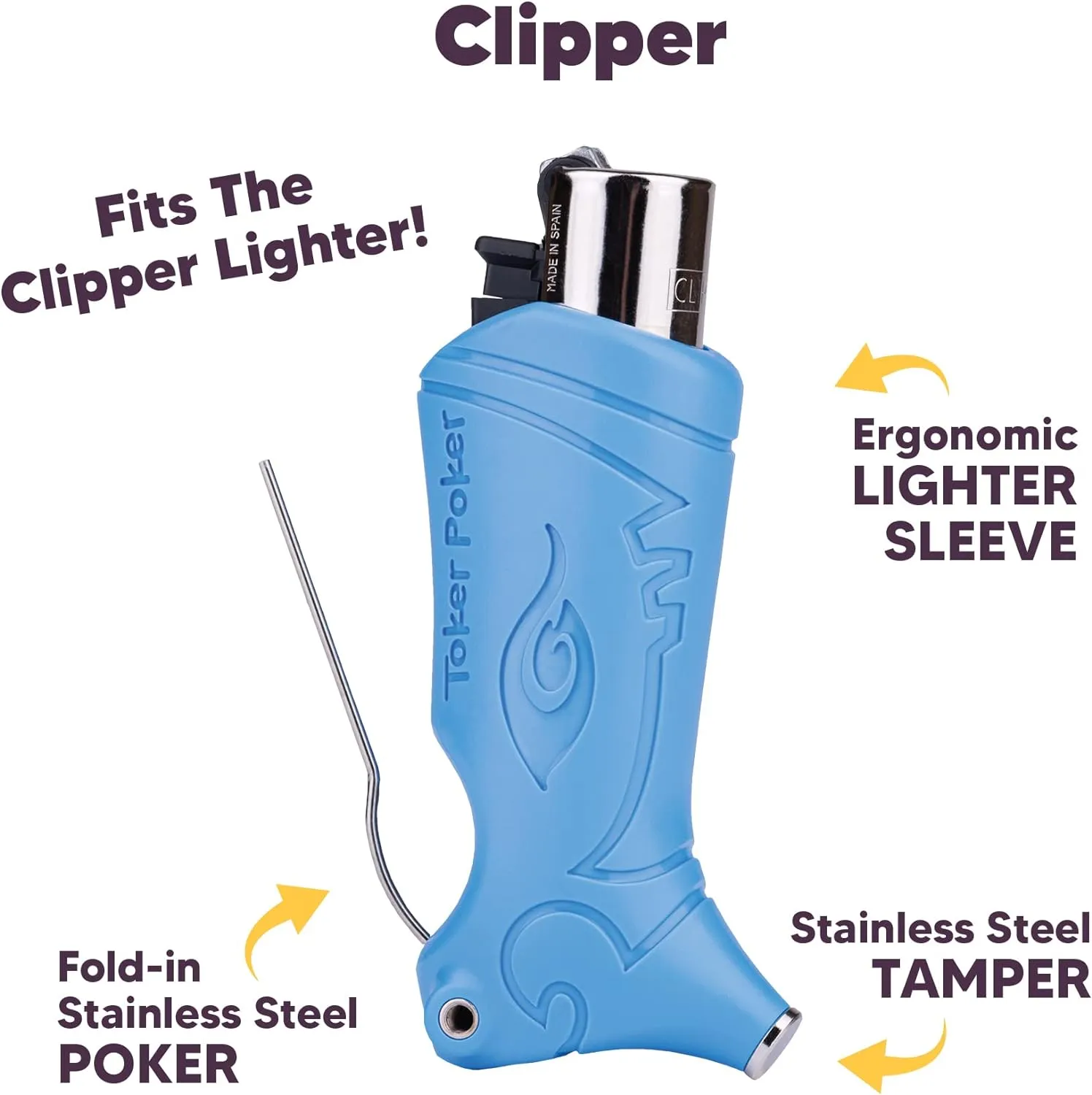Toker Poker - Clipper Lighter Case Multi Tool, Alice Collection - Honey Hatter, All Inclusive Tool for Camping and Other
