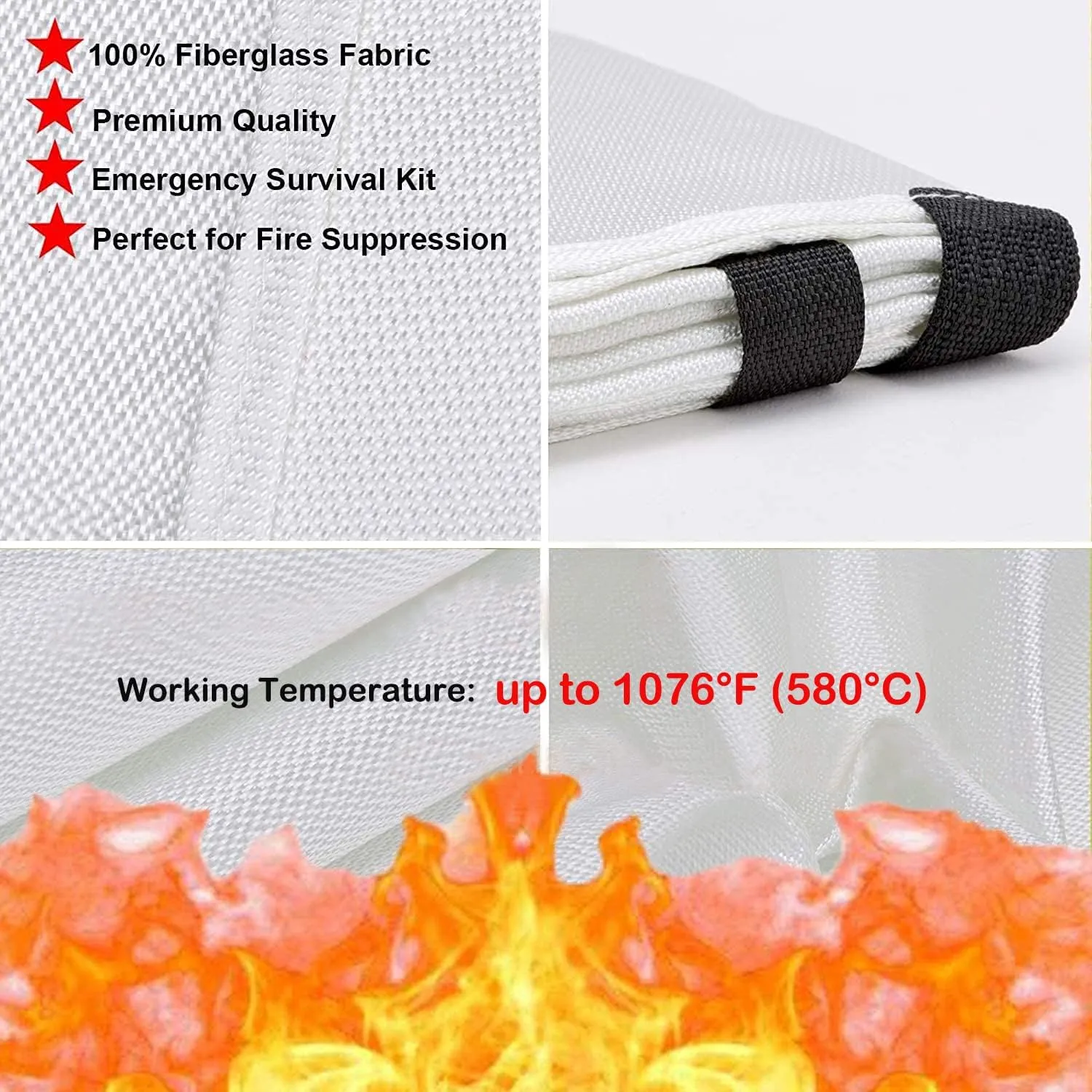 TONYKO Emergency Fire Blanket for Home and Kitchen - Orange - Fire Suppression, Fiberglass Fireproof