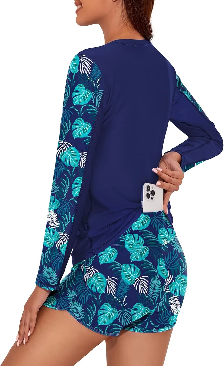 Tournesol Women's 2 Piece Rash Guard Long Sleeve Swim Shirt UPF 50  Swimsuit Built in Bra Bathing Suit with Boyshorts