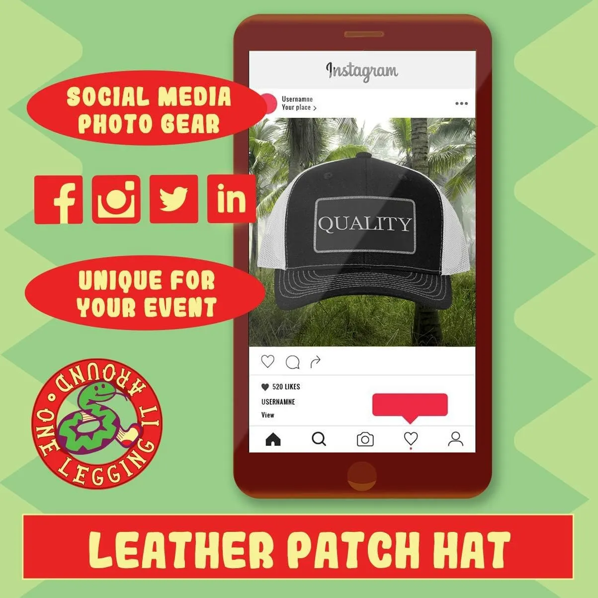 World's Okayest Chin-Strap Cutter - Leather Black Patch Engraved Trucker Hat